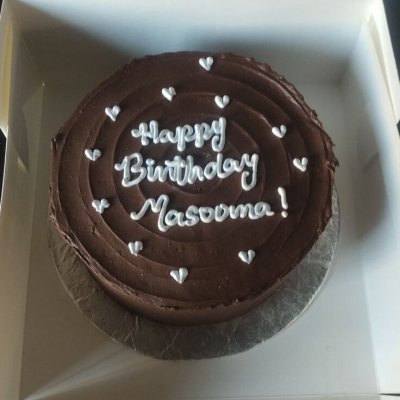 Dark chocolate Korean minimalist cake white hearts custom birthday Karachi